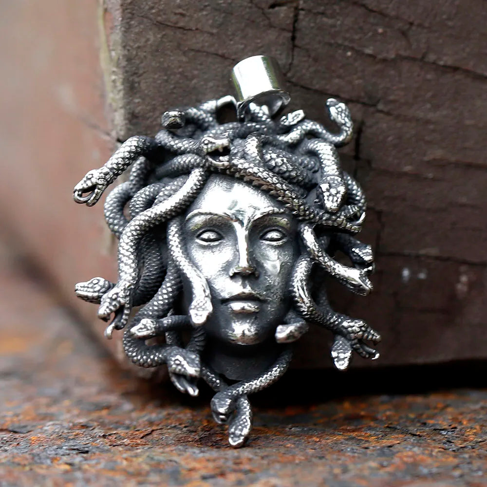 316L Stainless Steel Men’s Medusa Pendant Necklace — Vintage Snake Design Jewelry Accessory, Party Gift with Free Shipping