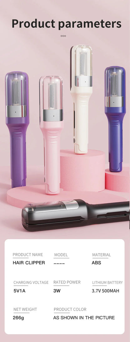 Professional Cordless Hair Ends Trimmer – Automatic Split Remover for Dry, Damaged, Brittle Hair in Women