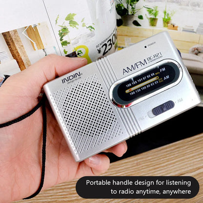 BC-R21 Mini AM/FM Radio — Battery-Operated Portable Receiver with Best Reception for Home, Running & Walking