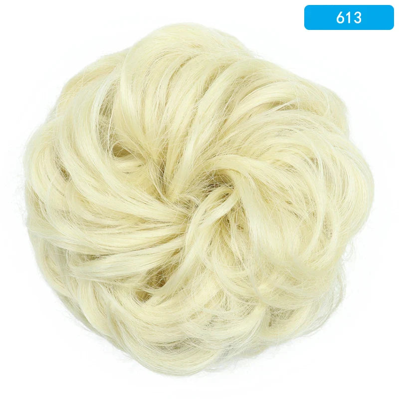 AZQUEEN Messy Bun Hair Extension – Synthetic Curly Wave Chignon Scrunchie, Elastic Band Updo Hairpiece for Women