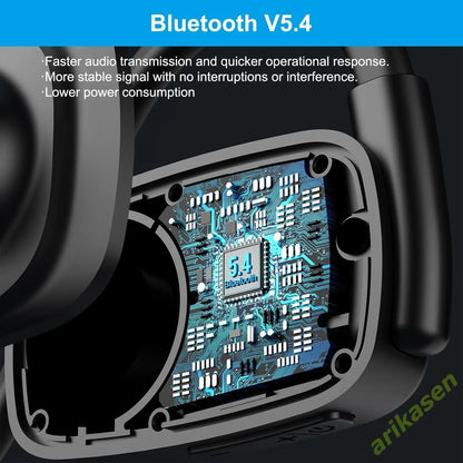Bluetooth Headset with Microphone Boom – Noise Cancelling Open-Ear Wireless Headphones with Mute Button for Driving & Gym
