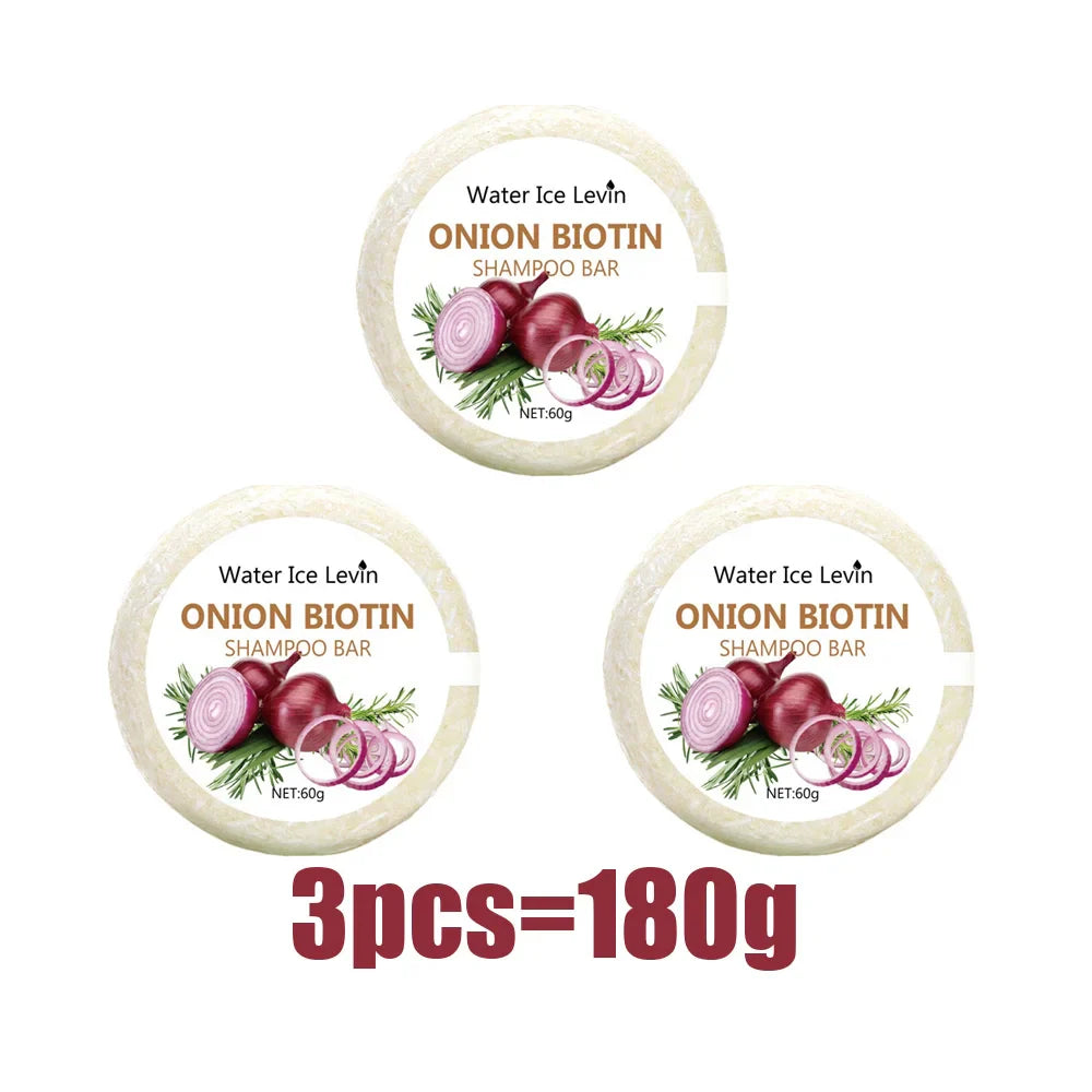 Onion & Biotin Shampoo Soap Bar 60g with Rosemary Extract for Moisturizing Hair Care