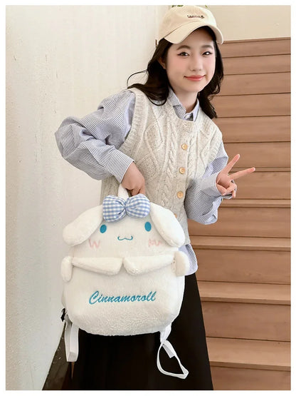 Kuromi & Cinnamoroll Plush Backpack — Cute Cartoon Soft Daypack for School, Travel & Daily Use
