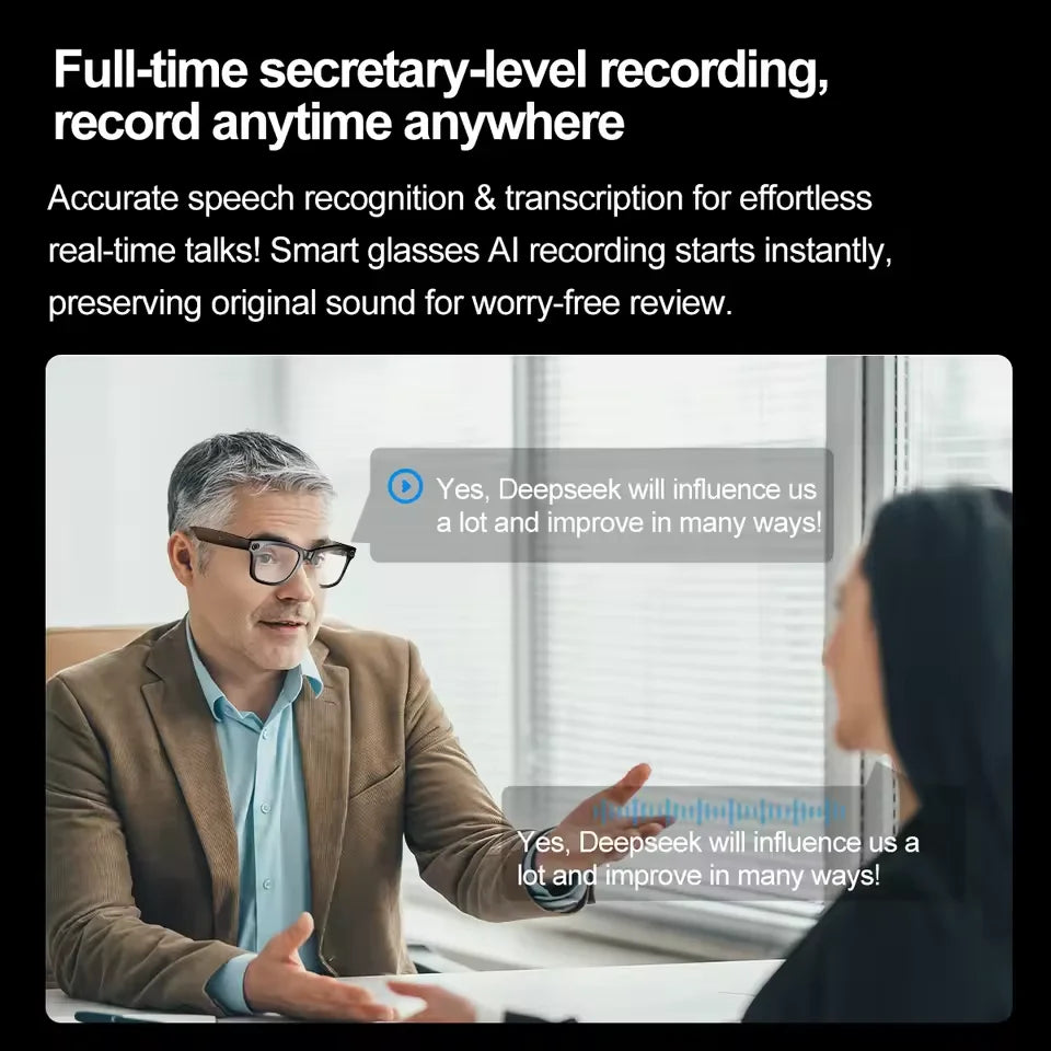 800W AI Smart Camera Glasses – Color-Changing Men’s Smart Sunglasses with Translation, Photo & Video Recording, Waterproof