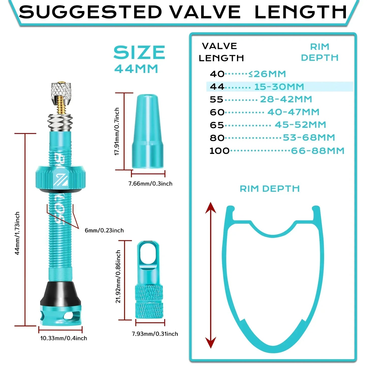 BUCKLOS Presta Tubeless Valve Stem 40/44/55/60mm — High-Quality Bike Tire Nipple for Road & MTB