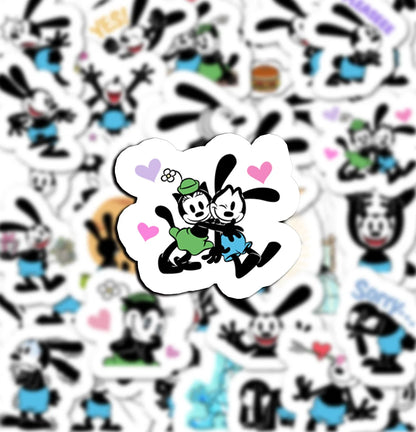 40pcs Graffiti Oswald the Lucky Rabbit Stickers – Cute Cartoon Decals for Luggage, Laptop & Skateboard