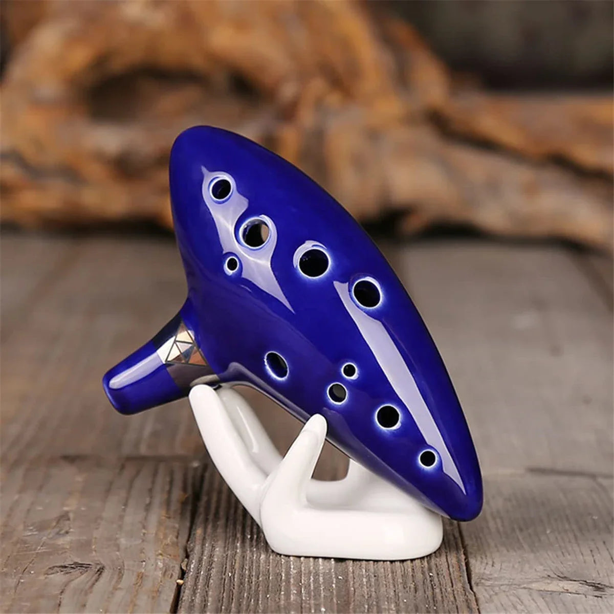 12 Tone Alto C Ocarina – Ceramic Musical Instrument with Songbook, Neck Cord & Carry Bag, Blue