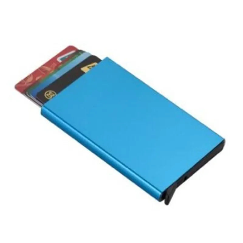 Automatic Flip Card Holder Sleeve — Large Capacity Metal Wallet with 12 Slots, Anti-Theft Credit Card Case for Men