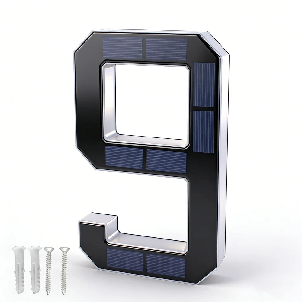 12CM Solar House Number Light - LED Outdoor Address Sign with Light Sensor for Home & Doorway