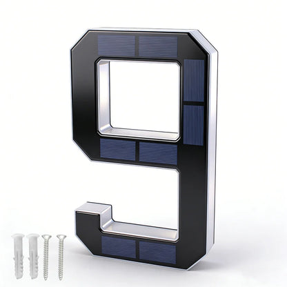 12CM Solar House Number Light - LED Outdoor Address Sign with Light Sensor for Home & Doorway
