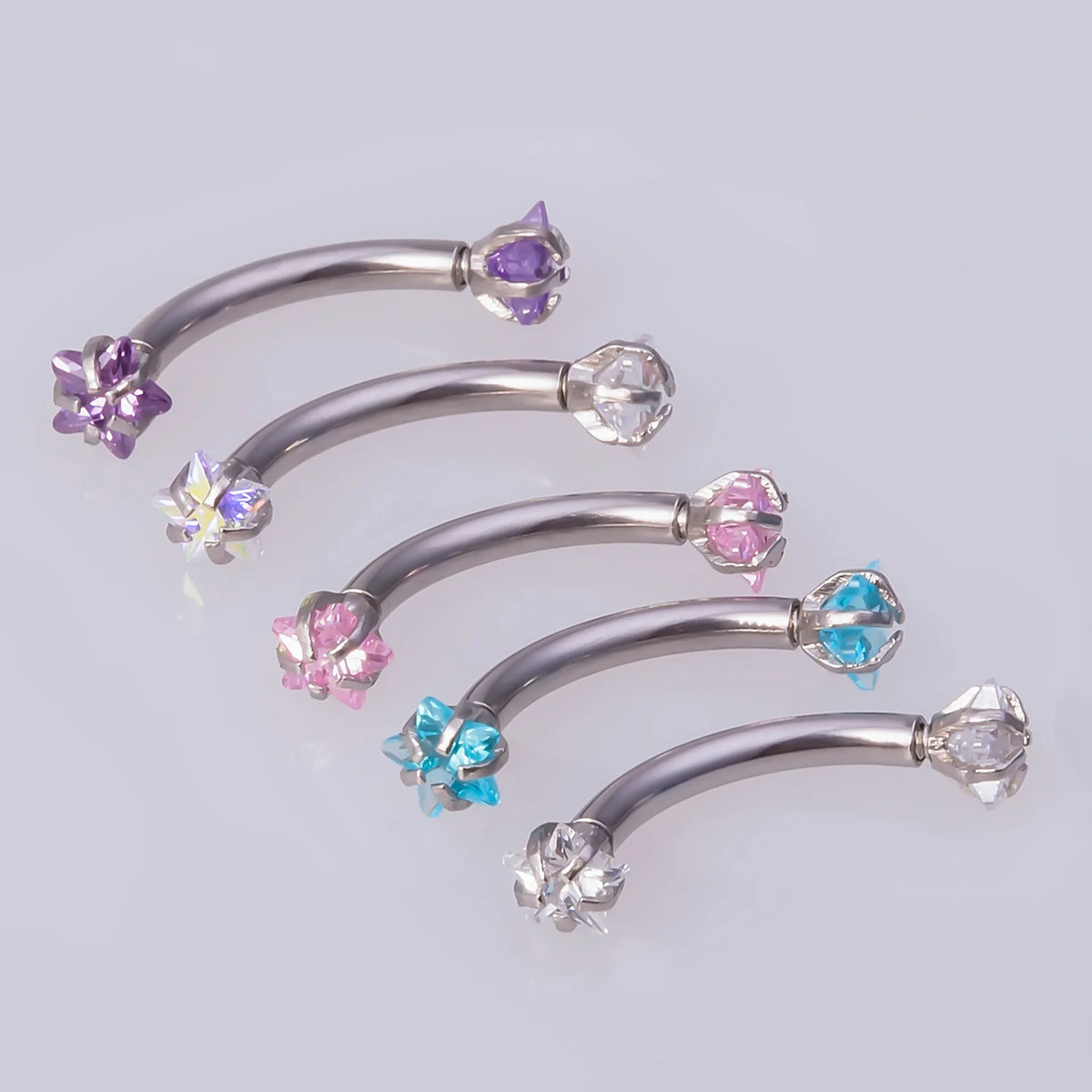 Crystal Curved Barbell Piercing Earrings – Daith, Helix, Tragus & Cartilage Body Jewelry Stud Ring