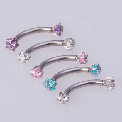 Crystal Curved Barbell Piercing Earrings – Daith, Helix, Tragus & Cartilage Body Jewelry Stud Ring