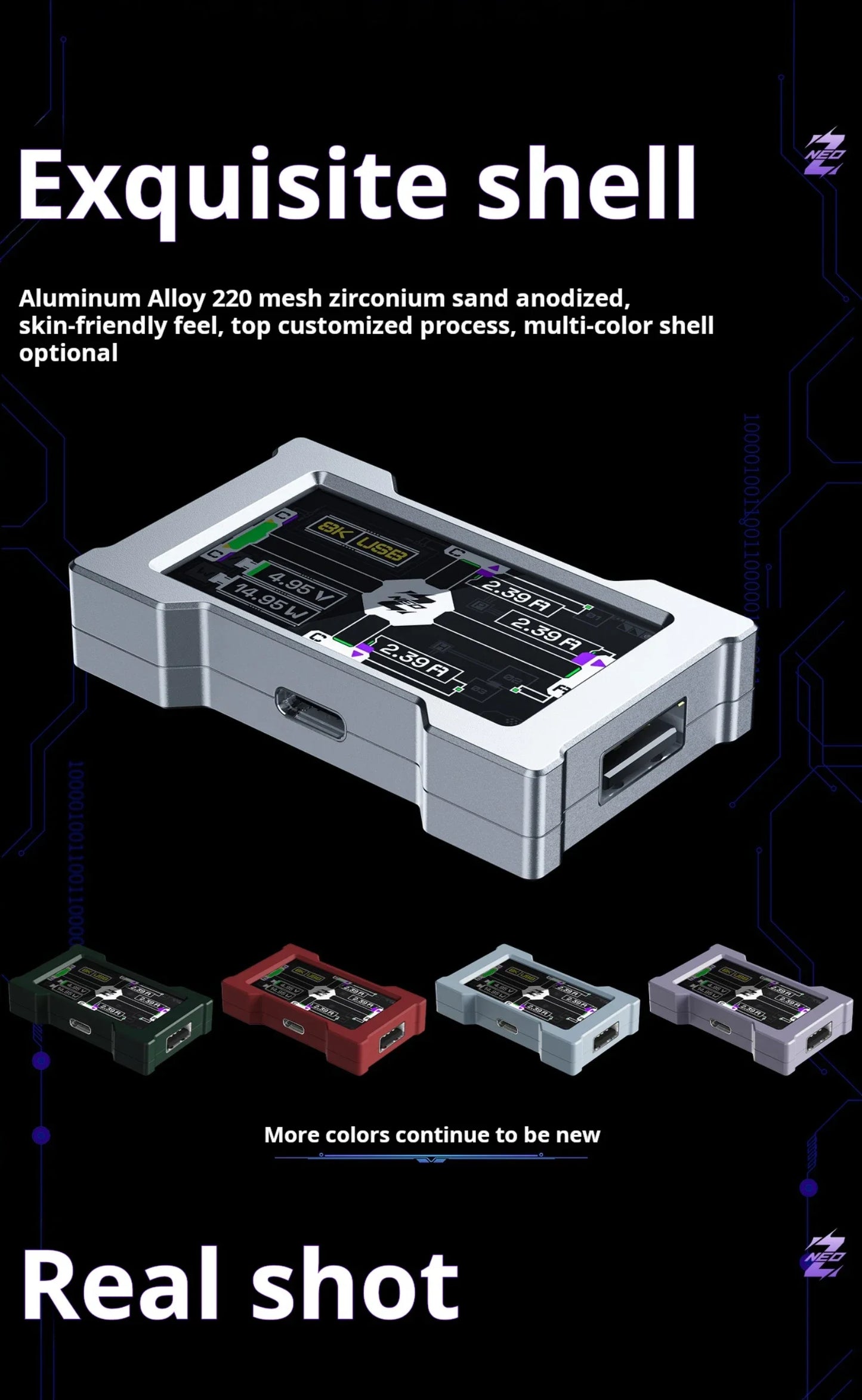 HMLAB ZNEO Gaming USB Hub – 2-to-3 Port with 8K Hz, Independent Power & Screen for Gaming Desk Setup