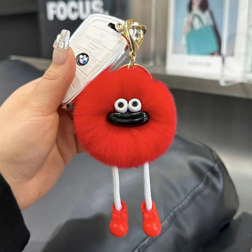 Cute Big Eyes Plush Keychain – Cartoon Briquettes Car & Bag Pendant Style