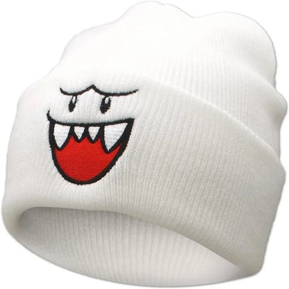 Cozy Happy Face Embroidered Knit Hat – Cute Warm Winter Beanie for Men, Perfect Christmas Gift