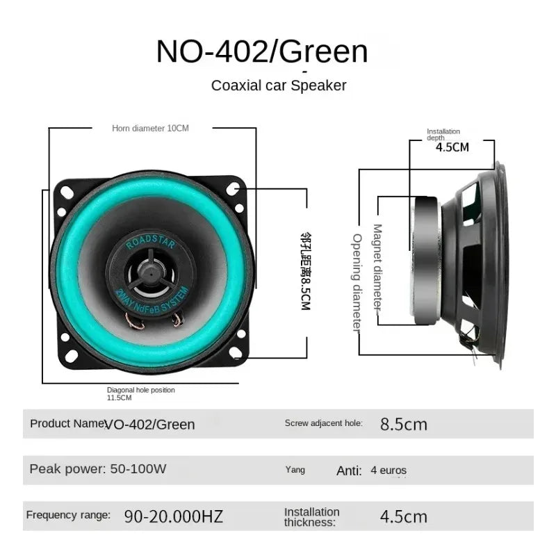 Universal Car Coaxial Speakers 4, 5 & 6.5 Inch - HiFi Full Range Automotive Audio with Enhanced Stereo Sound