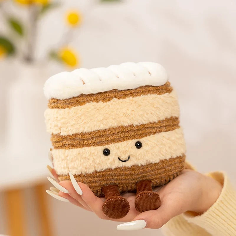 Cute Dessert Plush Toys – Soft Cake, Waffle, Pancake, Macaron, Éclair Stuffed Dolls for Kids Gift & Home Decor