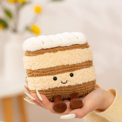 Cute Dessert Plush Toys – Soft Cake, Waffle, Pancake, Macaron, Éclair Stuffed Dolls for Kids Gift & Home Decor