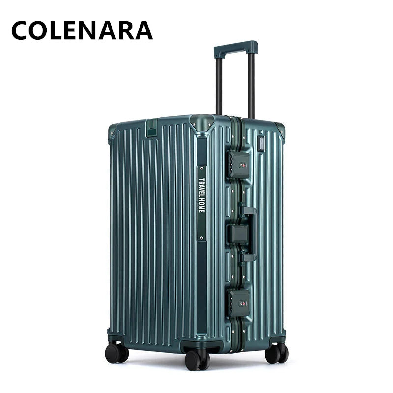 COLENARA Aluminum Frame Suitcase — High-Quality Large Capacity Trolley Travel Bag, 24", 26", 28", 30" Rolling Luggage