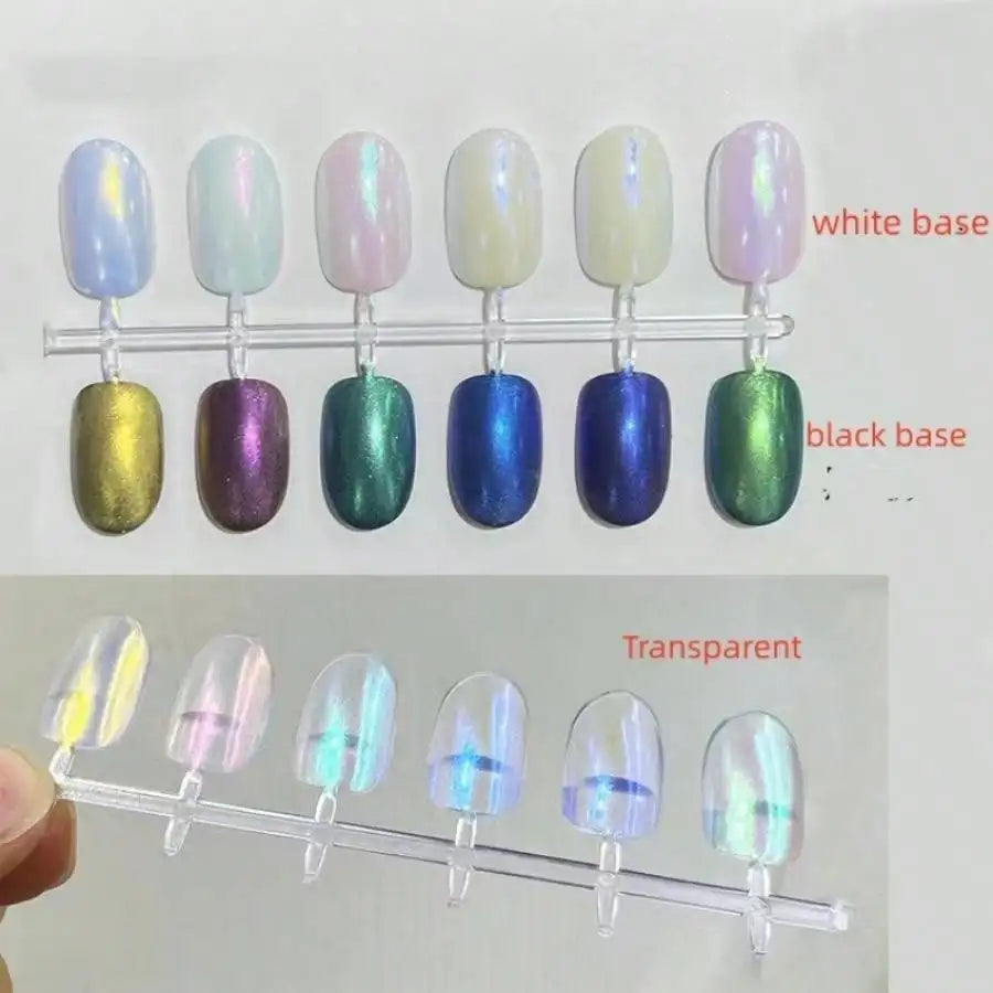 6pcs Shimmering Aurora Nail Powder – Multichrome Metallic Mirror Effect Chameleon Gel Polish