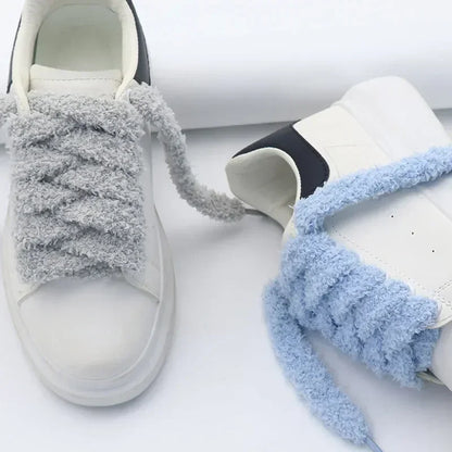 Fuzzy Shoelaces 15mm — Soft Plush Towel Laces for Fall, Winter, Halloween & Christmas Casual Sneakers