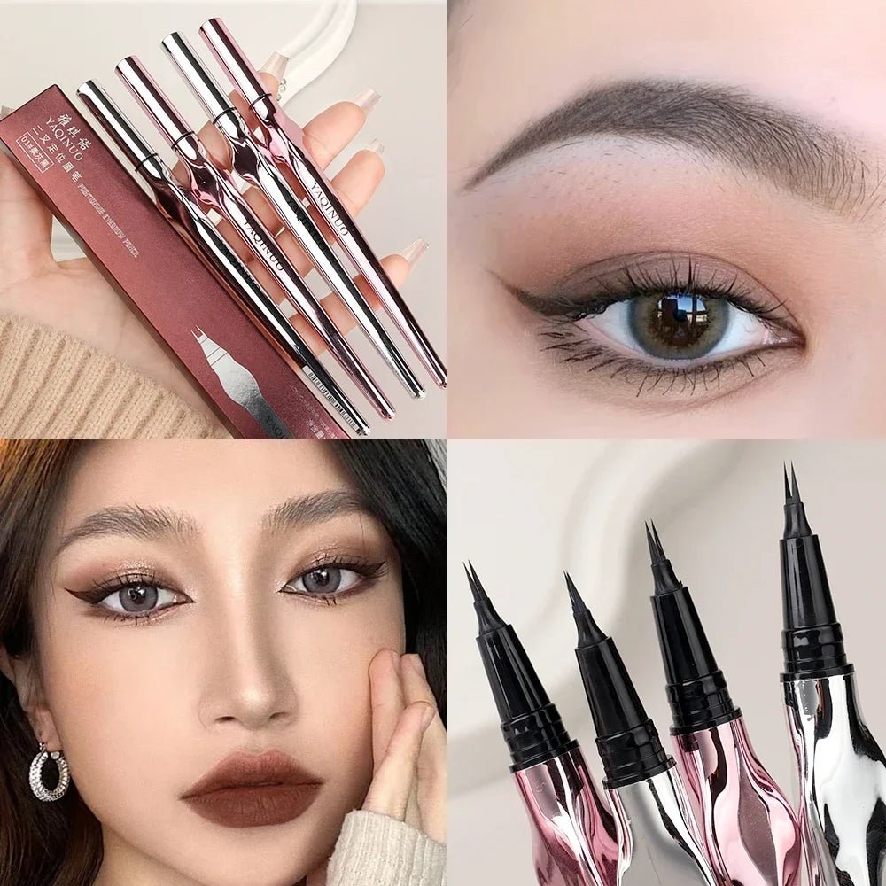 2Point Wild Eyebrow Pencil – Long-Lasting Waterproof Thin Liquid Tattoo Brow Pen with Easy Grip, Korean Makeup