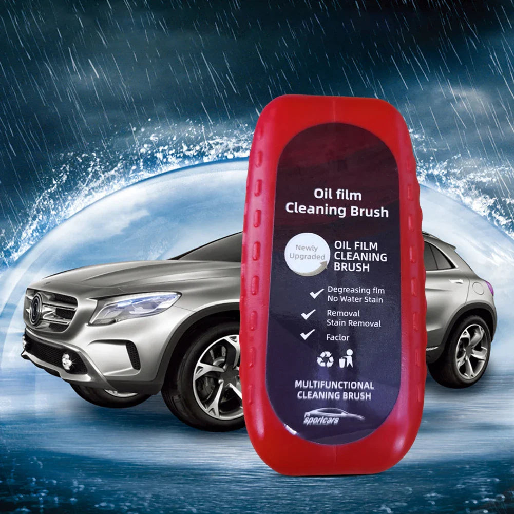 Car Glass Oil Film Remover – Powerful Windshield Cleaner with Sponge Brush for Water Spot & Stain Removal Auto Detailing