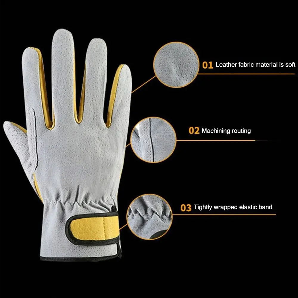 Heat Resistant Flame Retardant Leather Welding Gloves – Anti-Cut Work Gloves for Welding, Fireplace, Oven & Industrial Use
