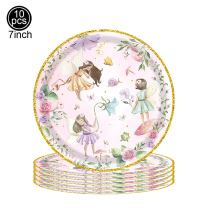 Pink Butterfly Fairy Party Tableware Set – Disposable Plates, Cups & Napkins for Birthday, Wedding & Baby Shower Decor