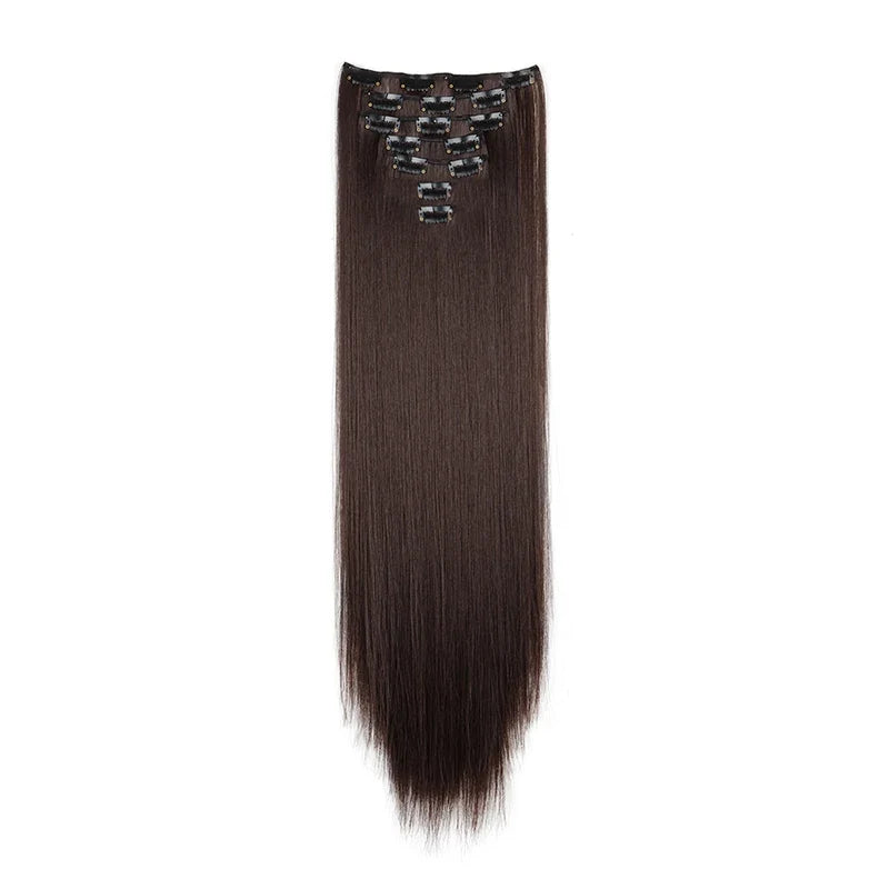 WIGSIN 24-Inch Straight Hair Extensions - 7-Piece Clip-In Synthetic Hair Set for Women