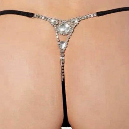 Women’s Rhinestone Crystal Thong Bikini – Adjustable G-String Body Chain Swimwear with Water Drop Design Accessories