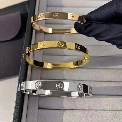 Women’s Gold Zircon Cross Nail Bracelet – Stainless Steel Screw Bangle Jewelry with CZ Stones, Fashion Wrist Accessory