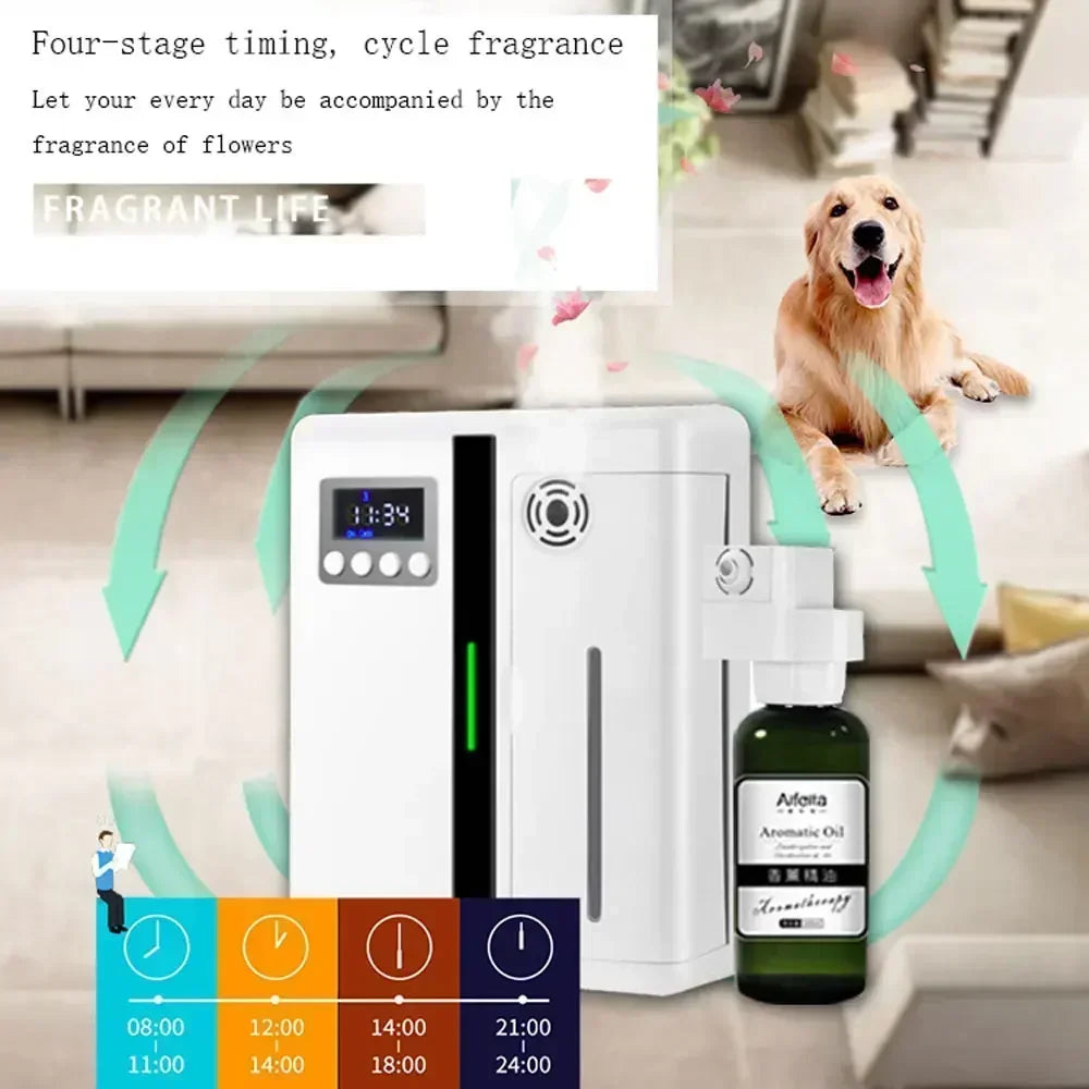 Wall Mounted Room Fragrance Diffuser - Bluetooth Essential Oils Diffuser with Built-in Fan, Electric Air Freshener for Home and Hotels