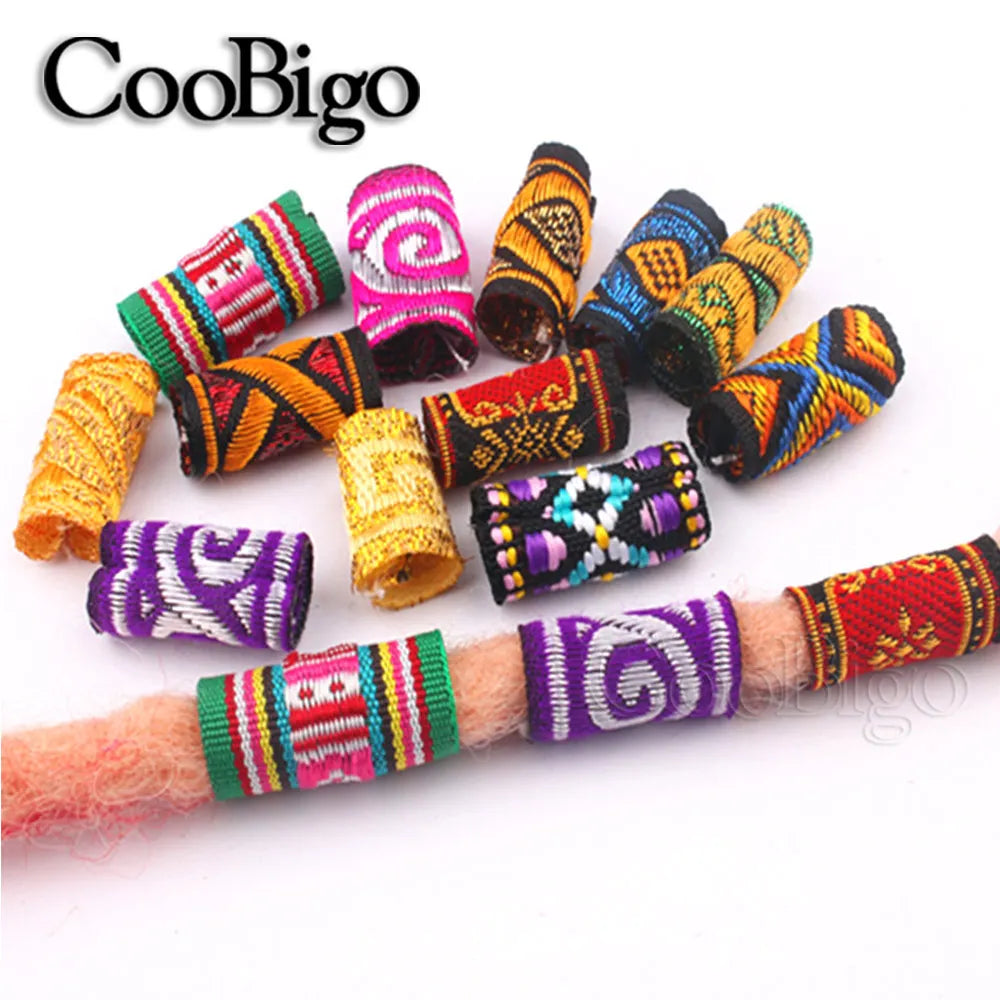 Braid Hair Rings & Tubes — Hip-Hop Dreadlock Beads, Embroidery Fabric Clips, Cuffs & Hair Decor DIY Craft Supplies by CooBigo