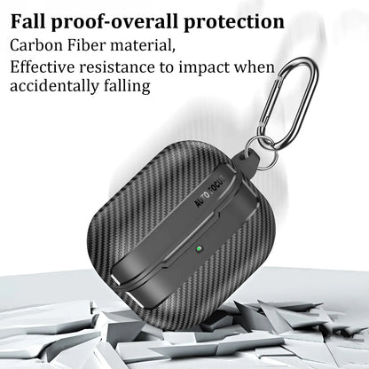 2024 Carbon Fiber Military Armor Case for Samsung Galaxy Buds 3/3 Pro – Protective Cover with Keychain