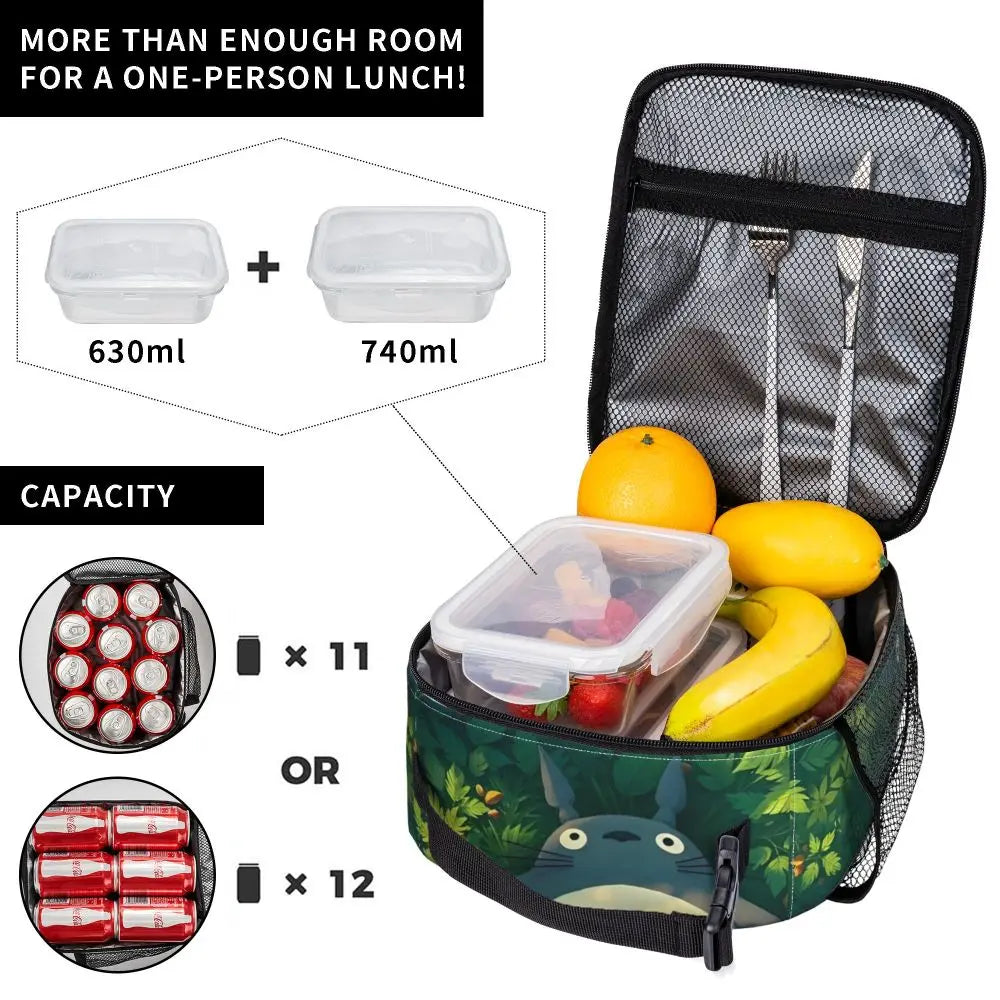 Totoro Miyazaki Anime Insulated Lunch Tote Bag – Portable Thermal Cooler for School & Office