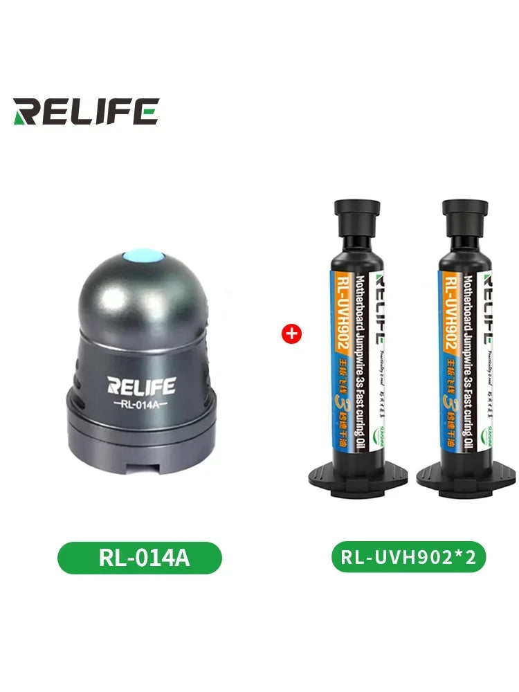 2PCS RELIFE RL-UVH902 UV 3S Quick-Drying Solder Mask Ink 10ML with RL-014 UV Curing Light for Mobile Phone Repair