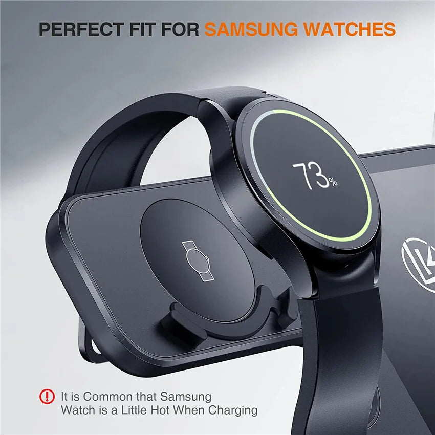 15W 3 in 1 Wireless Charger Stand - Fast Charging Dock for Samsung Z Fold 3, S21, S20, Galaxy Watch 5/4/3, Active 2, Buds