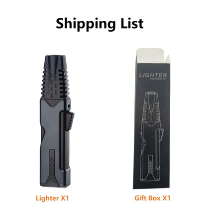 Outdoor 360° Windproof Butane Gas Torch Lighter — Red Flame Jet Spray Gun for BBQ, Kitchen, Welding, and Cigar with Gift Box