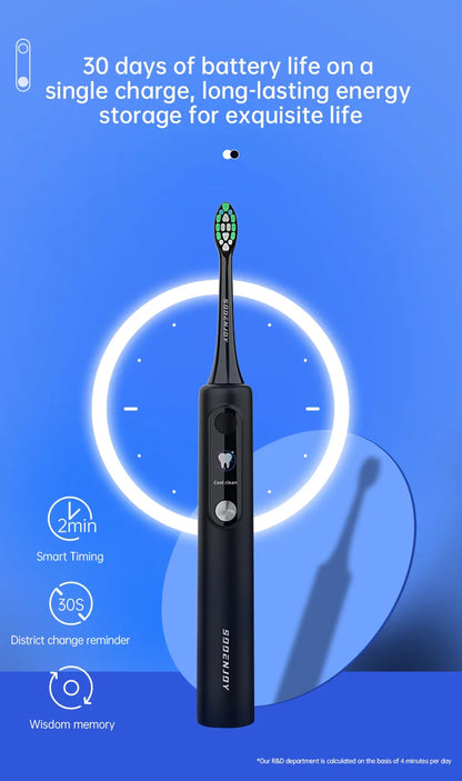 SOOENJOY Sonic Electric Toothbrush NB-1 — Smart LCD Display, DIY Mode, Automatic Teeth Cleaner for Adults