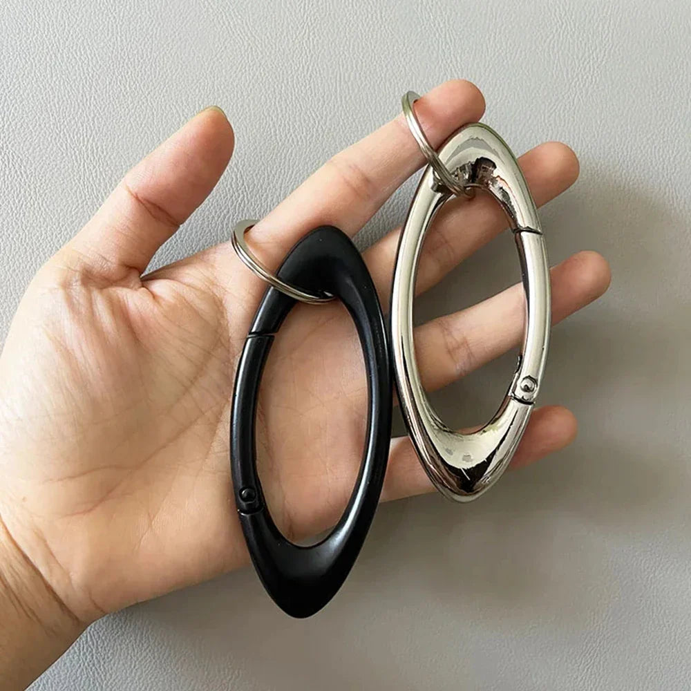 Rock Oval Solid Belt Buckle Carabiner Keychain – Spring Snap Hook for Keys, Bags & EDC DIY