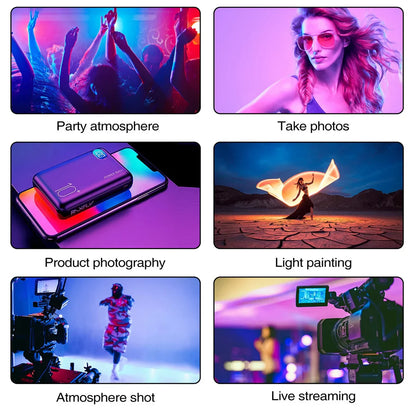 RGB LED Stick Light Wand Handheld Tube Video Light 3000K-6000K 2600mAh Rechargeable Photography Fill Lamp for Studio & Vlogging