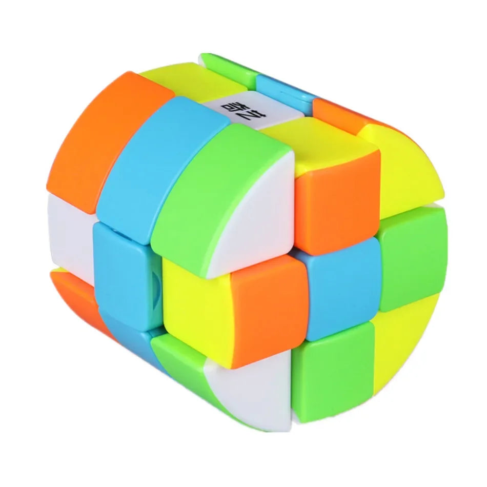 QiYi ECube Cylindrical 3x3 Magic Cube – Stickerless Strange Shape Twisty Puzzle Educational Learning Toy for Brain Training
