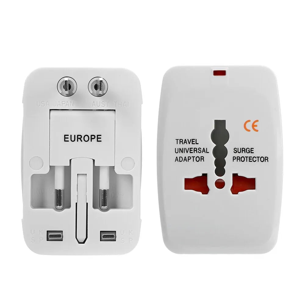 All-in-One International Plug Adapter — AU, US, UK, EU Converter with 2 USB Ports for World Travel