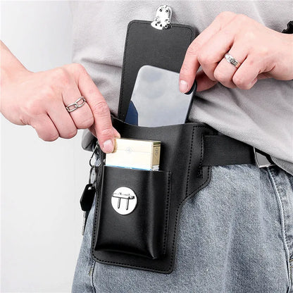Phone Belt Bag for Men – High-Quality PU Leather Cell Phone Loop Holster Pouch Wallet | Multifunctional Phone Case