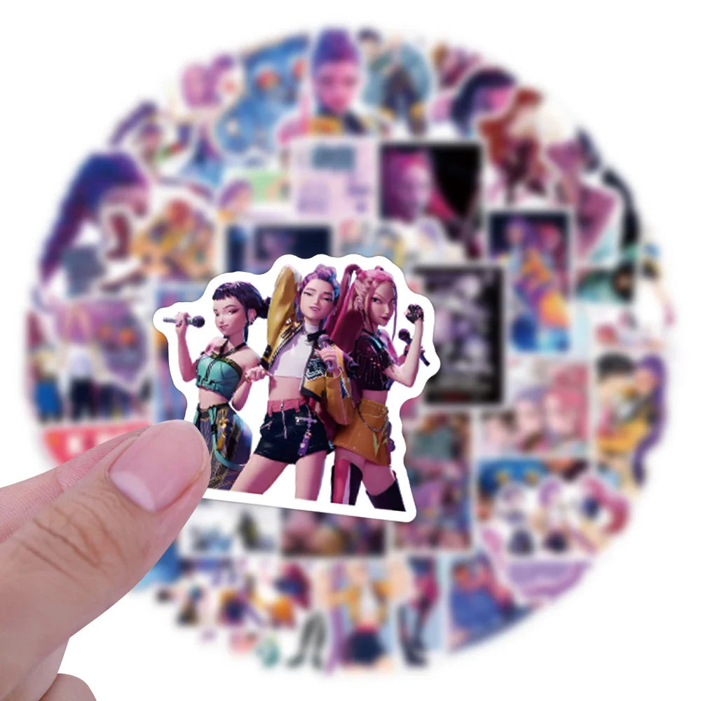 55Pcs Anime KPop Demon Hunters Stickers — Waterproof DIY Scrapbooking Decals for Phone, Luggage, Skateboard