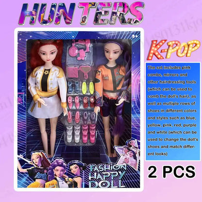NEW KPop Demon Hunters Doll Toy — Rumi Mira Zoey Action Figure, Princess Baby Girl DIY Plastic Toy for Girls