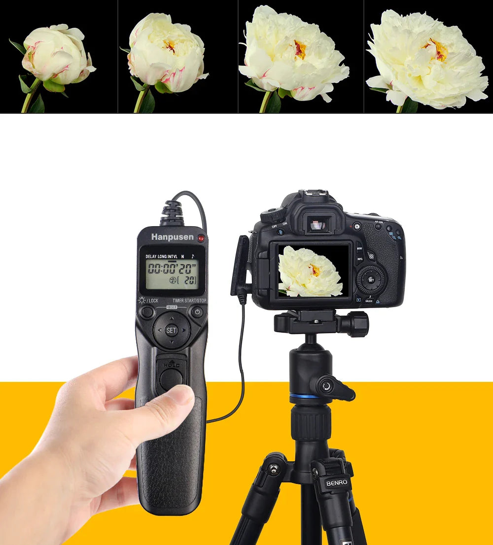 Camera Time Lapse Intervalometer — LCD Timer Remote Shutter Release for Canon, Nikon, Sony, Fujifilm, Olympus, Pentax