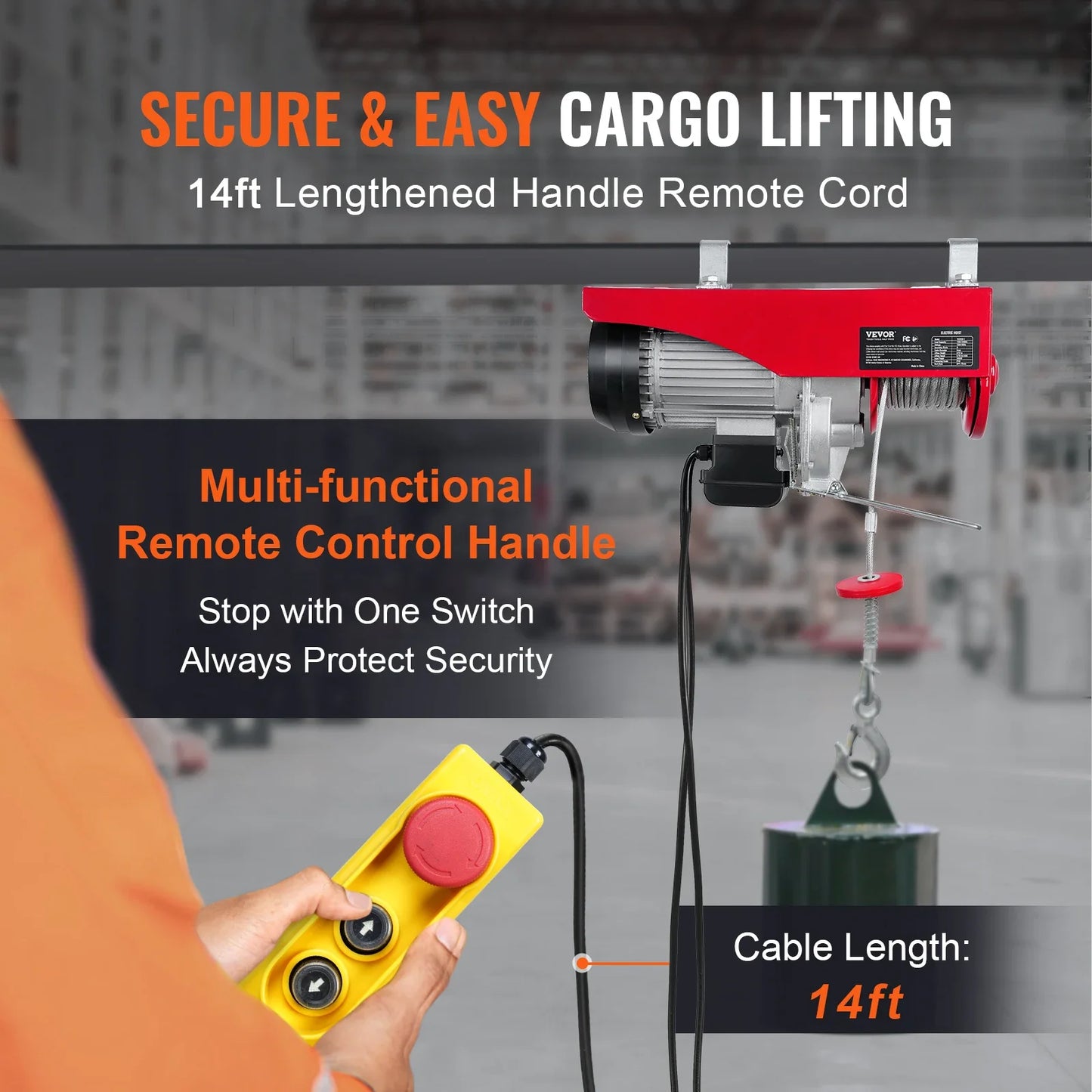 VEVOR 200–800kg Electric Hoist – Cable Winch Lifting Crane with Wired/Wireless Remote for Boat, Car, Garage & Elevator