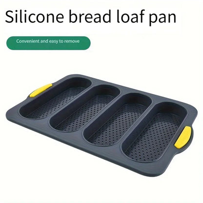 Food-Grade Silicone 4-Grid Bread Mold – Two-Color Rectangular Baking Pan for French Cakes, High-Temperature Resistant